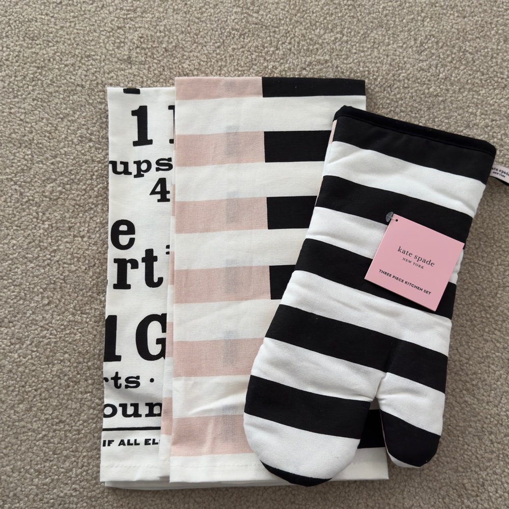 Kate Spade Striped Oven Mitt and Towel Set